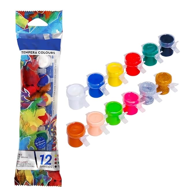 12 Shades Tempera Paint Set with Brush
