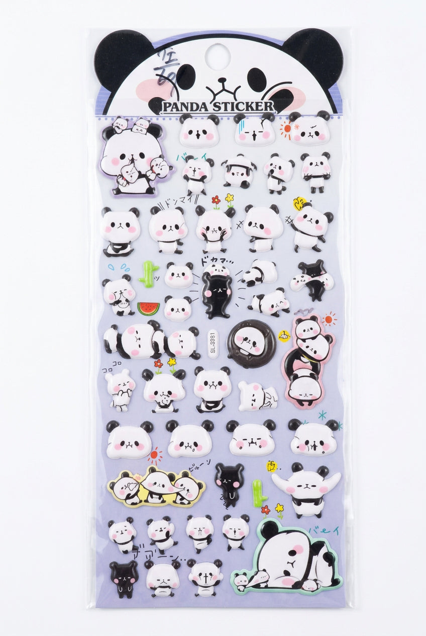 Panda embossed stickers