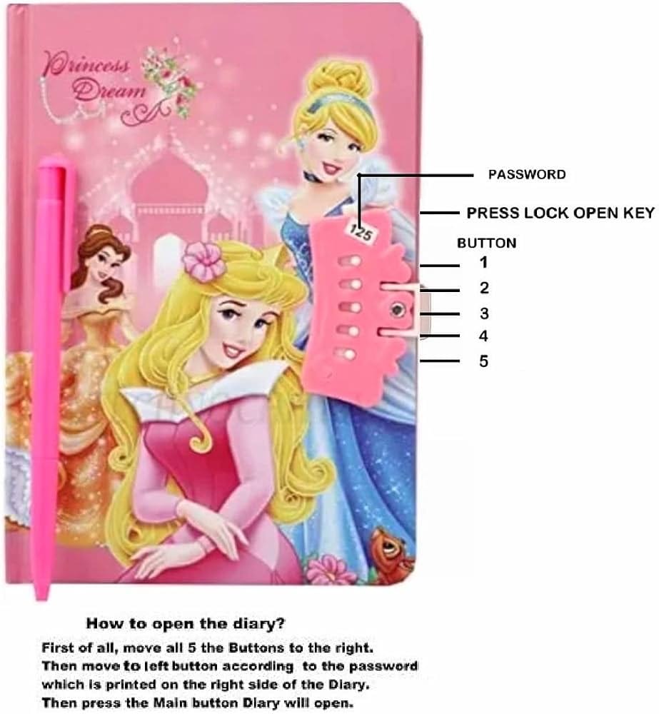 Princess Password Lock Diary with Pen