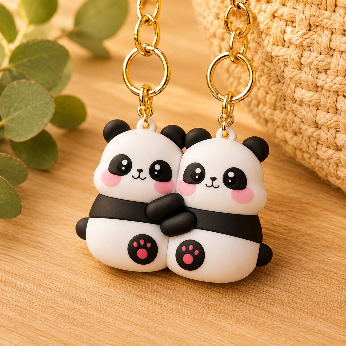 Hugging Panda Keychain
